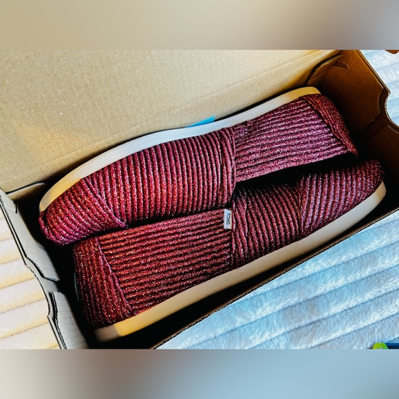 TOMS Womens Alpargata Dark Rose Glimmer Cord 7.5 EUC - Picture 8 of 9